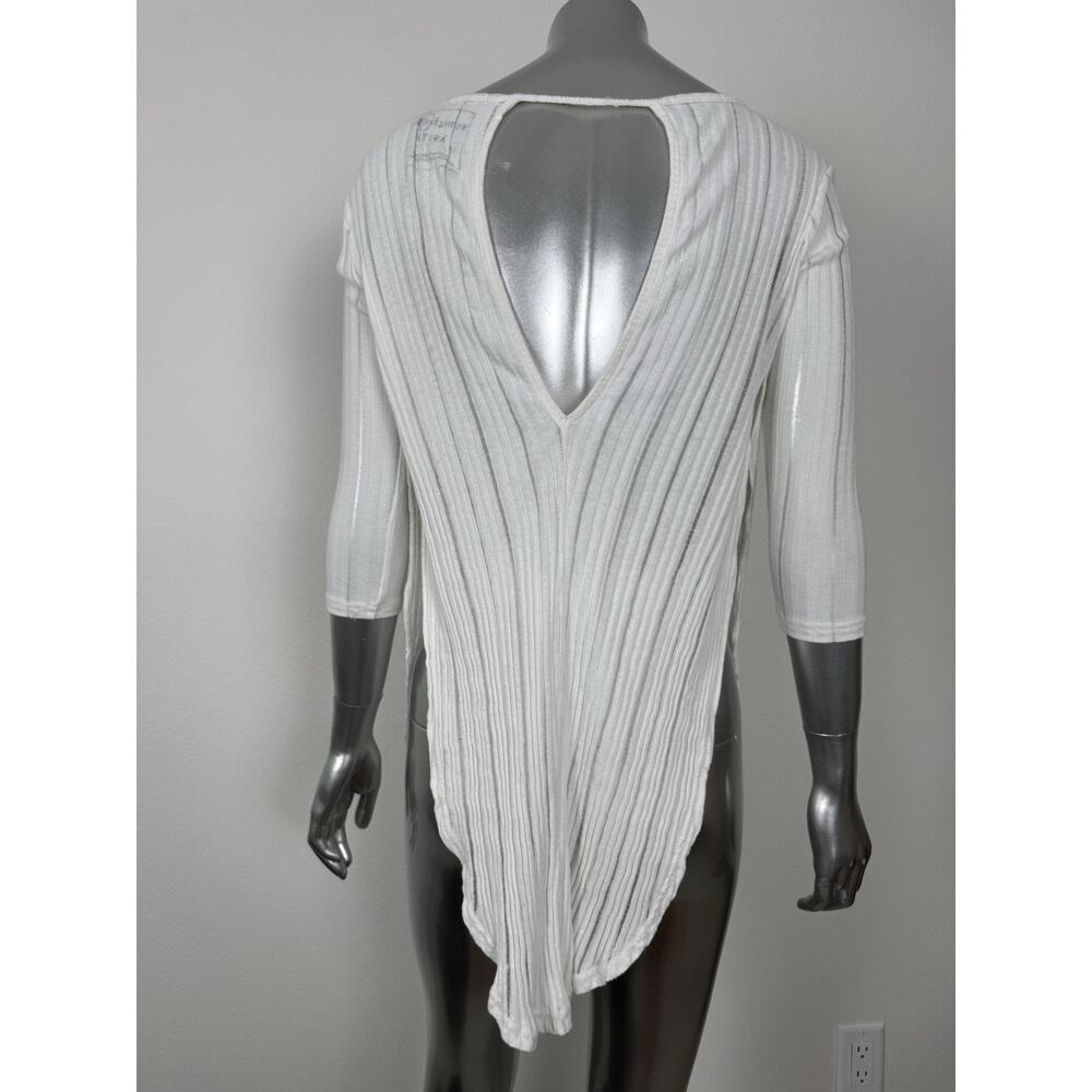 Free People Top Shirt White Sheer Side Slit 3/4 Sleeve We The Free XS - Picture 7 of 13